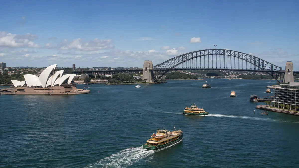 Representative Sydney Harbour view with the Opera House and Harbour Bridge.